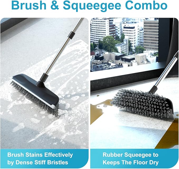 ITTAR Scrub Brush with Long Handle, Heavy-Duty Floor Cleaning Brush, 2-in-1 - Image 8
