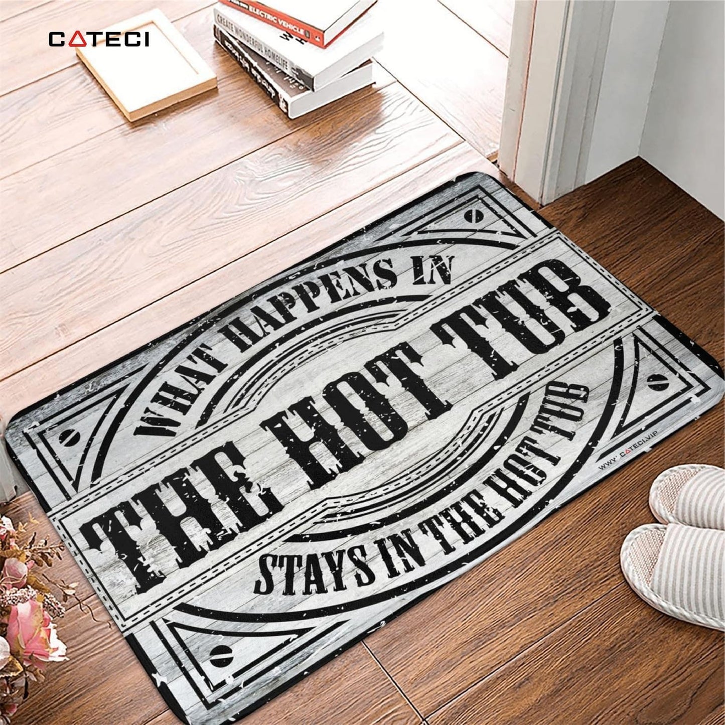 Nukan Funny What Happens in The Hot Tub Stays in The Hot Tub Bathroom Rug - 20x32in Faux Cashmere Floor Mat - Non-Slip Absorbent Bath Mat Cute Hot Tub Decor & Housewarming Gift for Hot Tub Owners