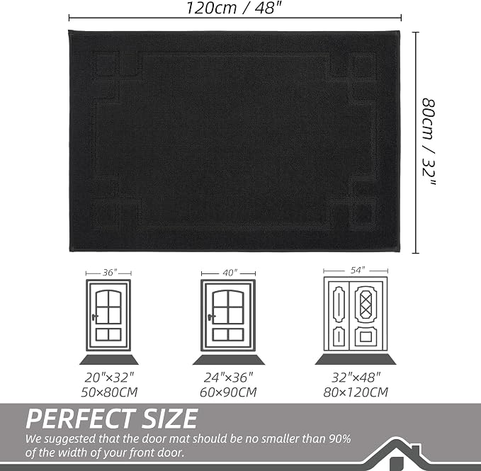 BEQHAUSE Door Mat 32" x 48", Non-Slip Door Mats Indoor Entryway Rugs Washable - Image 2