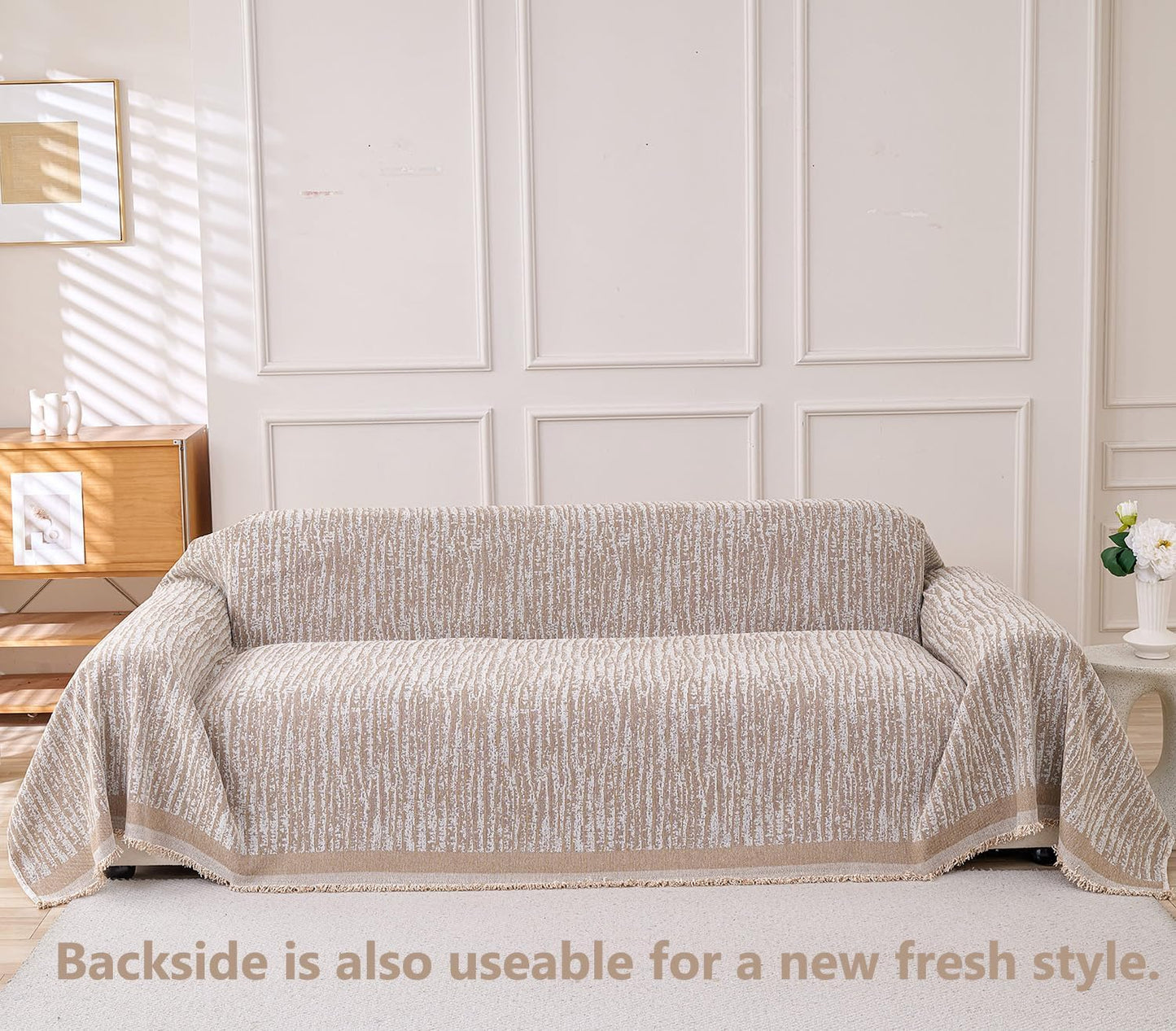 Erke Couch Cover Sheet Blanket, Sofa Cushion Slip Covers, L Shape Sectional Furniture Decor Protector, Machine Washable Chenille Slipcover for Pets Dogs Cats (Texture Coffee, 86" x 150")