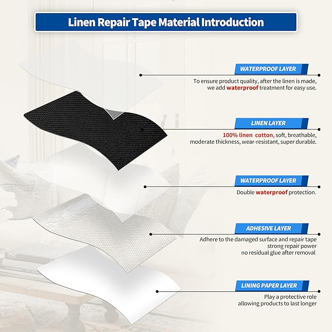 KING MOUNTAIN Linen Repair Patches, Self-Adhesive Linen Fabric Patches - Image 3