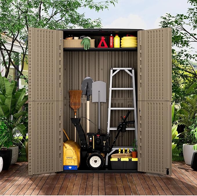 ZZM Large 67 Cu.ft Waterproof Storage Shed, Outdoor Storage Cabinet，Durable - Image 4