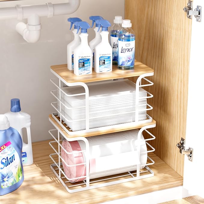 2 Pack Extra Large Stackable Pantry Organizer, Wall Mount Garbage Bag Holder - Image 6