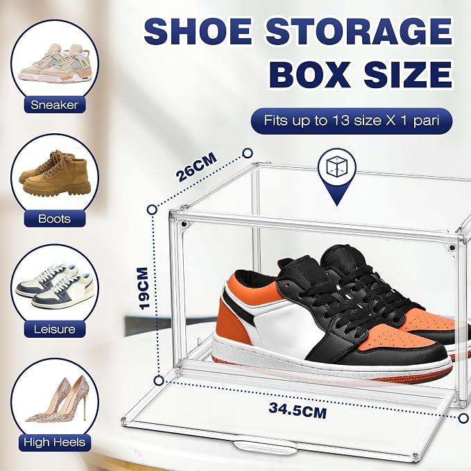 12 Pack Shoe Organizer Clear Plastic Stackable Shoe Storage Boxes - Image 2