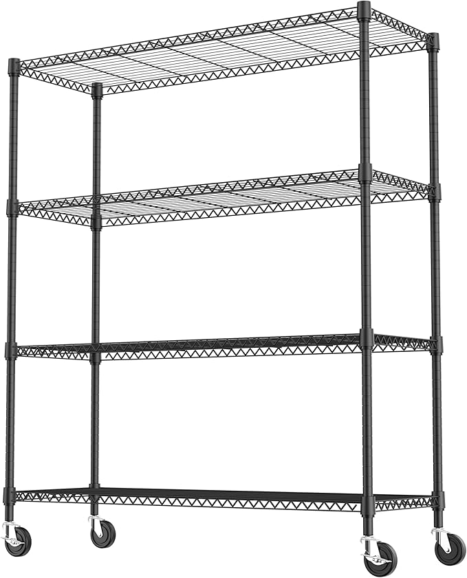 4 Tiers Storage Shelves Load 1400LBS, Metal Shelving Wire Metal Shelving Unit
