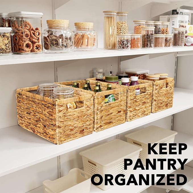 SpaceAid 4 Pack Wicker Basket, Storage Baskets - Image 5