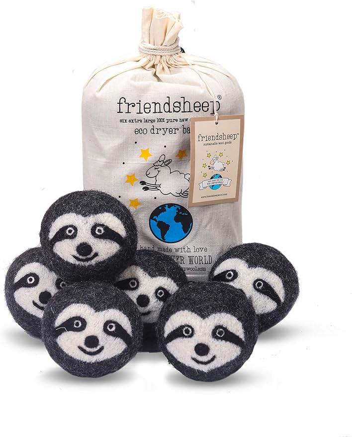 Friendsheep Wool Dryer Balls 6 Pack XL Organic Premium Reusable Cruelty Free by Friendsheep