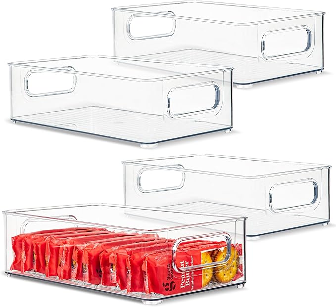 Plastic Food Storage 4 Pack Clear Container Bin by primebox