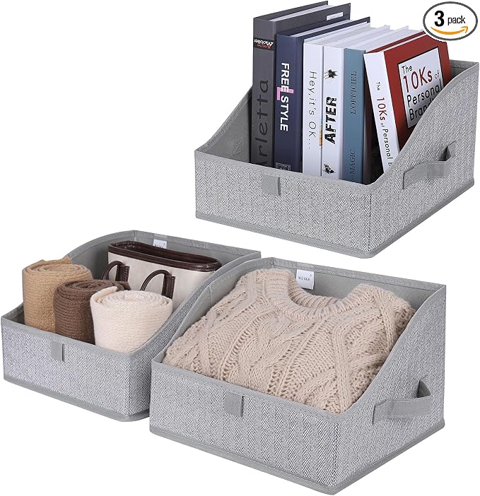 WUIKE 3 Pack Large Closet Storage Bins, Fabric Trapezoid Storage Baskets by WUIKE