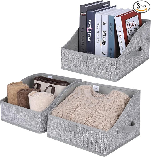 WUIKE 3 Pack Large Closet Storage Bins, Fabric Trapezoid Storage Baskets by WUIKE