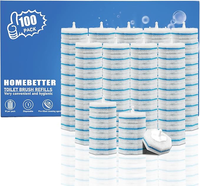 100 Count Disposable Toilet Bowl Wand Refills Prefilled by HOMEBETTER
