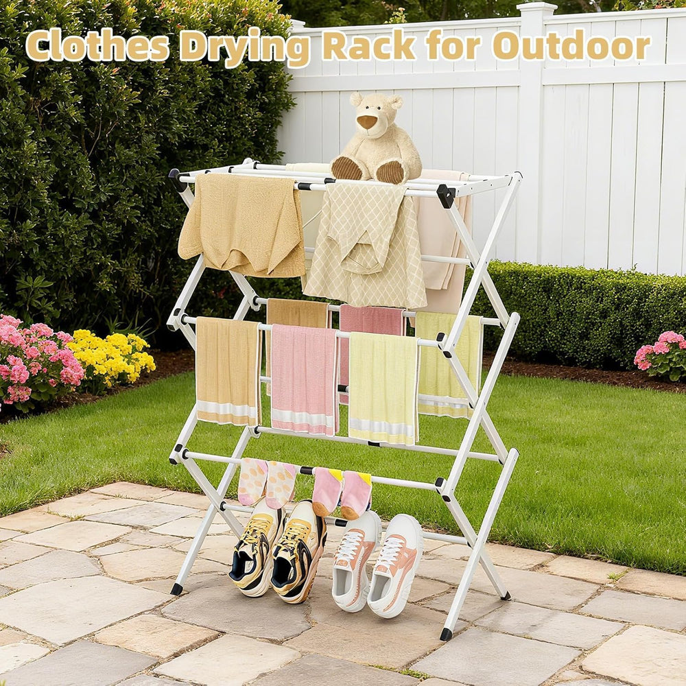 BAKON Space Saving Foldable Clothes Drying Rack, Extendable Rustproof Laundry...