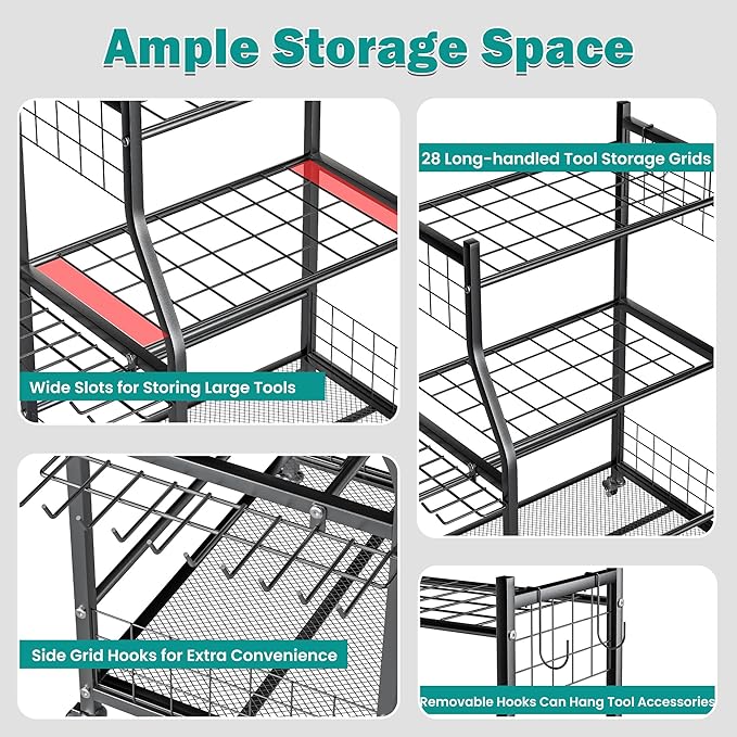 EVERHANGER Garden Tool Organizer Stand, Garage Tool Storage Organization - Image 3