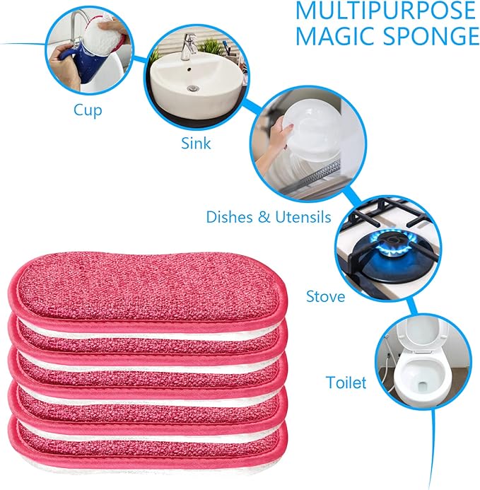 10 Pack Kitchen Dish Sponges Scrubber Non-Scratch Multi-Purpose Dishcloths - Image 4