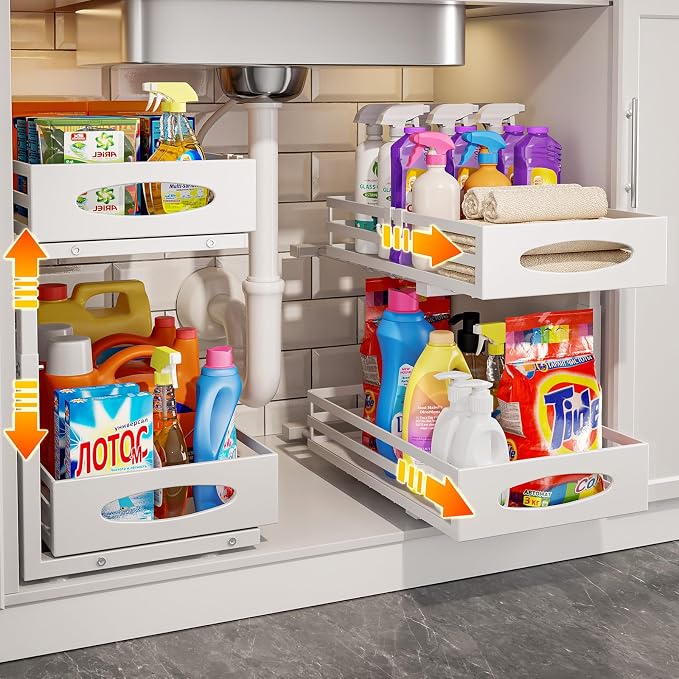 Under Sink Organizer, 2 Tier Under Sink Organizers and Storage, Adjustable by MIXESHOP