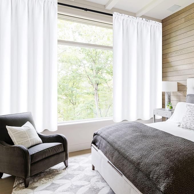 DWCN White Curtains for Living Room Thermal Insulated, 50% Light Blocking - Image 2