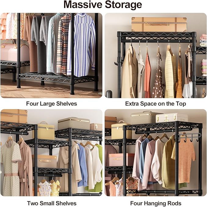 Heavy Duty Garment Rack Large Clothes Rack, Freestanding Closet Portable - Image 8
