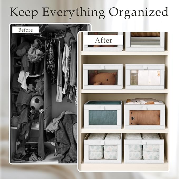 Criusia 4 Pack Closet Organizers and Storage, Large Linen Closet Baskets - Image 2