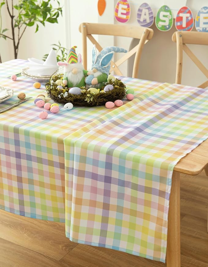 Waterproof Plaid Easter Tablecloth Fabric - Image 3