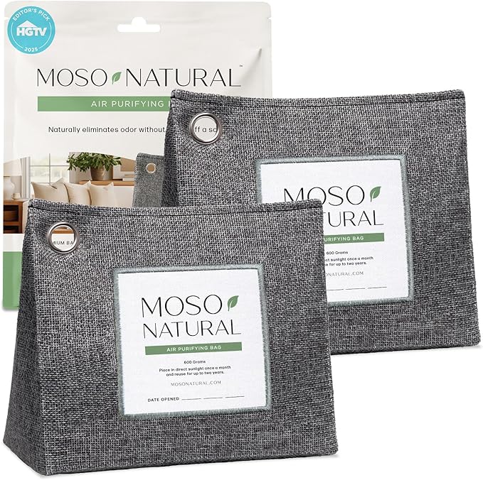 Moso Natural Air Purifying Bag 600g, Premium Bamboo Charcoal Odor Absorber by MosoNatural