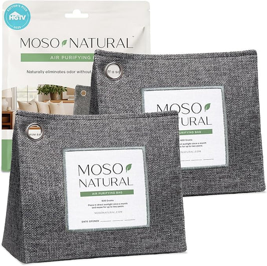 Moso Natural Air Purifying Bag 600g, Premium Bamboo Charcoal Odor Absorber by MosoNatural