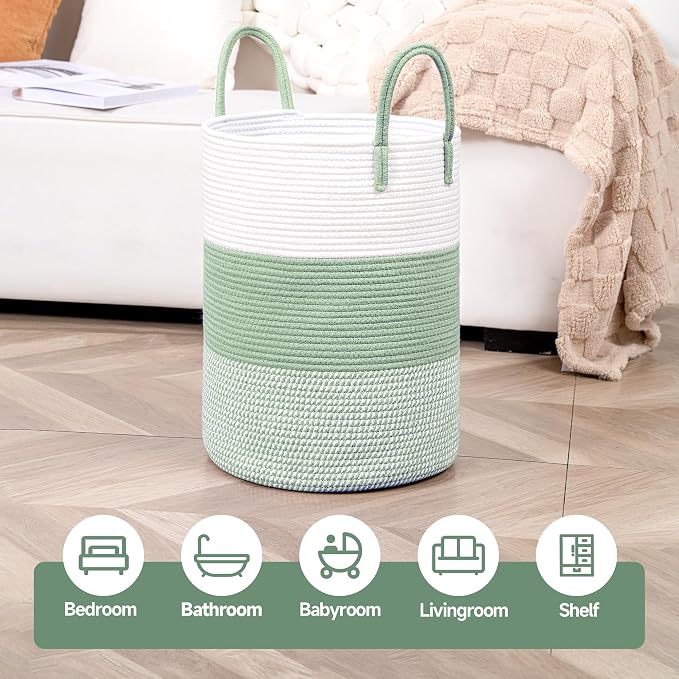 CLHMILY&Z 40L Laundry Basket Round Storage Rope Basket - Image 3