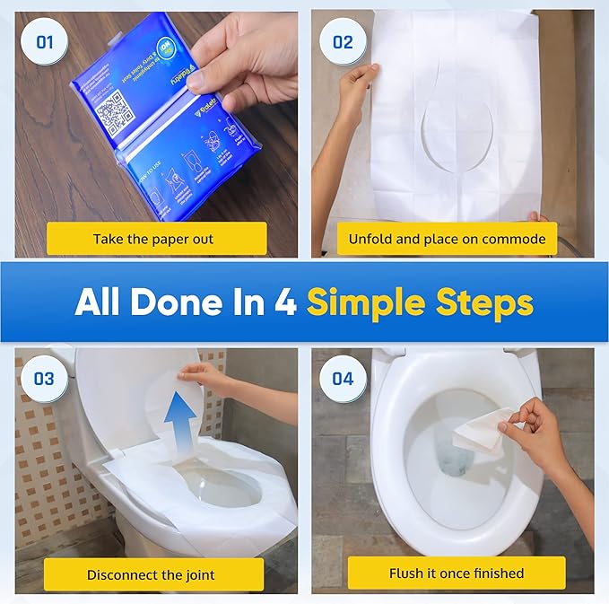 Toilet Seat Covers Disposable Flushable Travel Pack of 50 XL-Disposable Toilet - Image 4