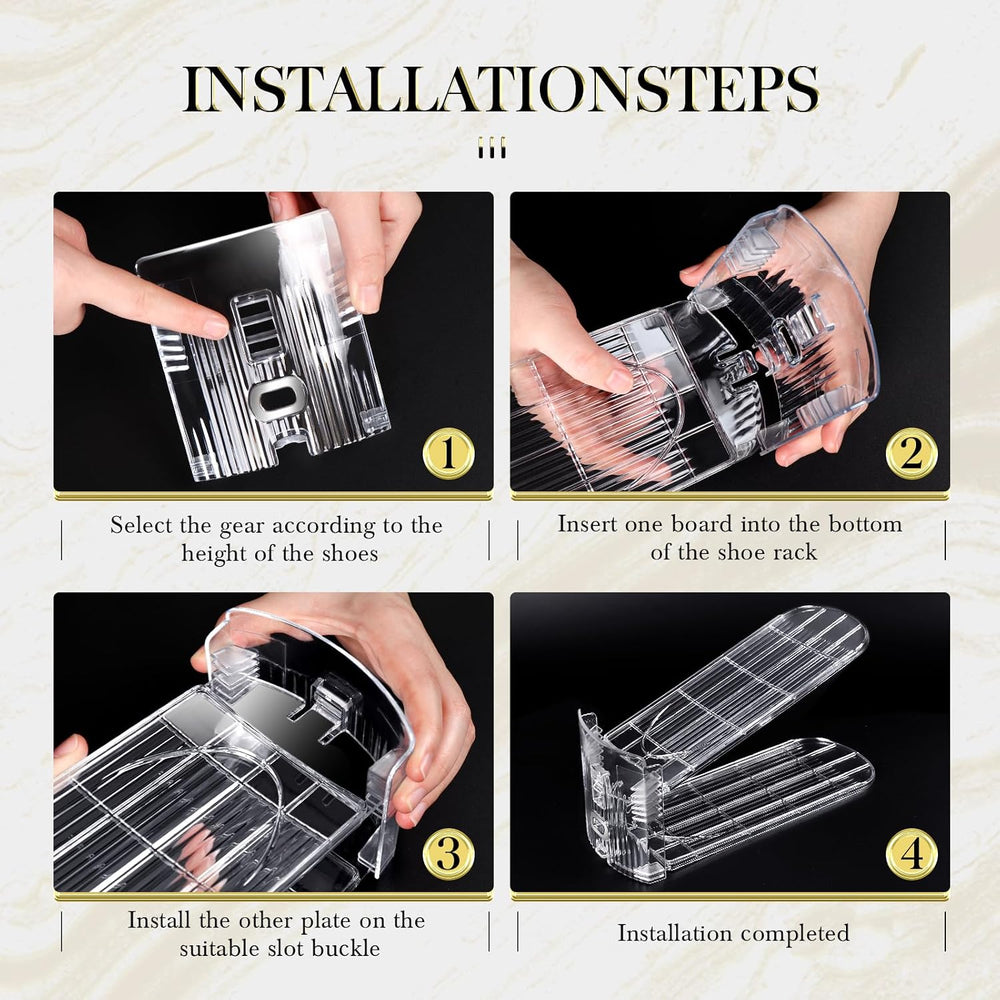 Shoe Slots Organizer 20 Pack - Shoe Stackers, 3 Levels Adjustable, Space Save...