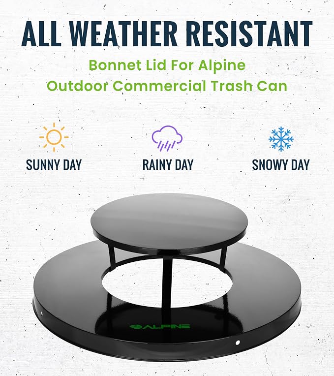 Trash can Lid for Alpine Commercial Outdoor Trash Can - Image 2