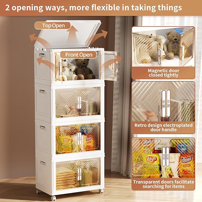 Storage Bins with Lid 48QT, Stackable Storage Containers with Wheels and - Image 2