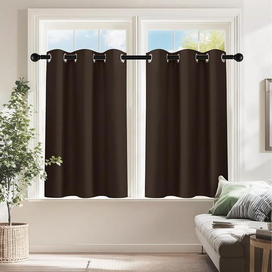 PONY DANCE Blackout Small Curtains 36 inch 2 Panels Set, Room Darkening Short by PONYDANCE