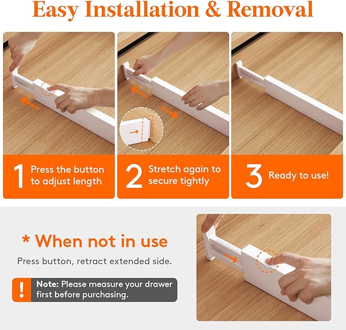 Lifewit 8 Pack Kitchen Drawer Dividers 2.36" High, Plastic Expandable - Image 3