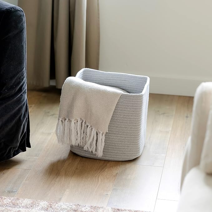 NaturalCozy Storage Cubes 11 Inch Cotton Rope Woven Baskets - Image 9