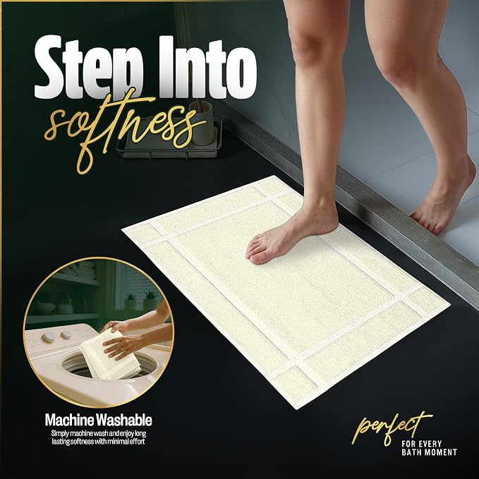 Pearl Linens Pack of 6 100% Cotton Bath Mat 20x30 inches, Soft & Absorbent - Image 8