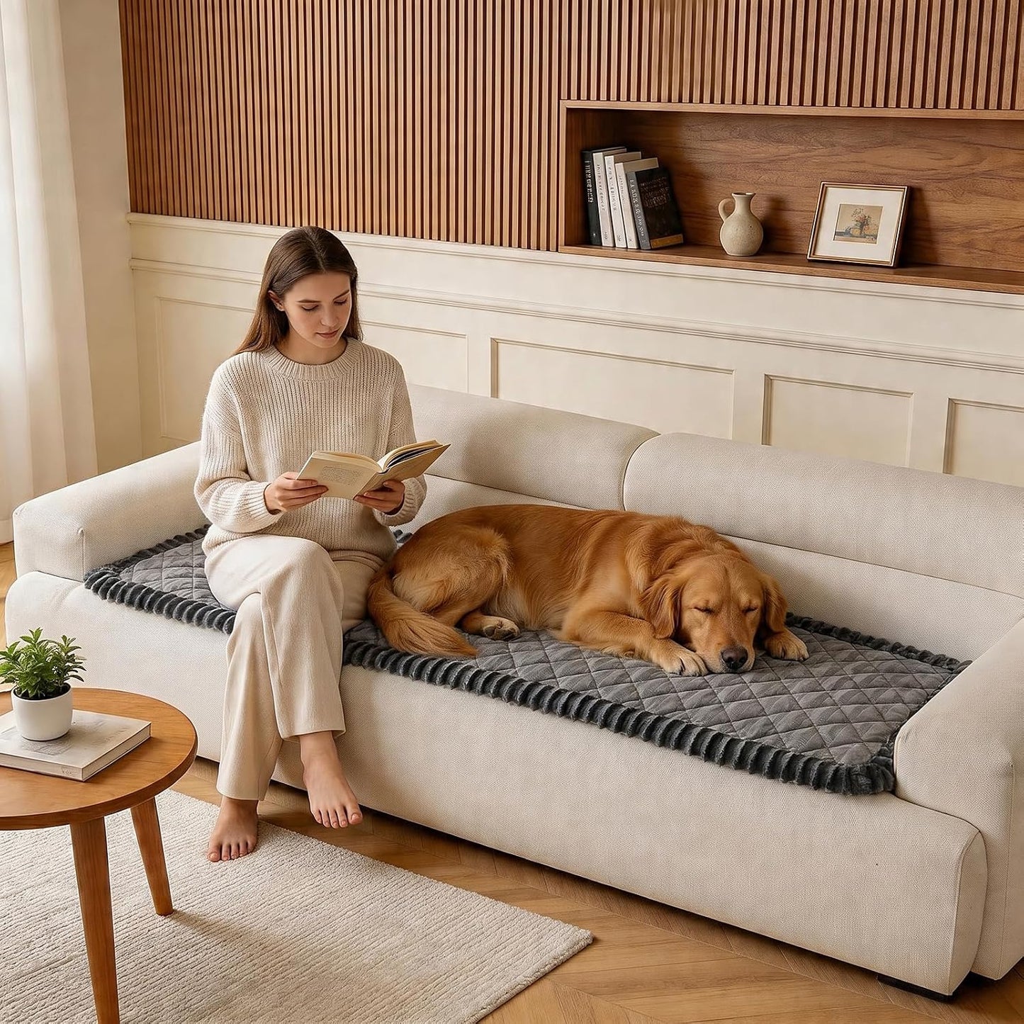 FUANGUI Couch Covers for Dogs Washable, Sofa Cover with Straps for 3 Cushion Couch, Non-Slip Pet Couch Protector for Sectional & Leather Sofa, 1PC (Dark Grey, 27.6" x 59")