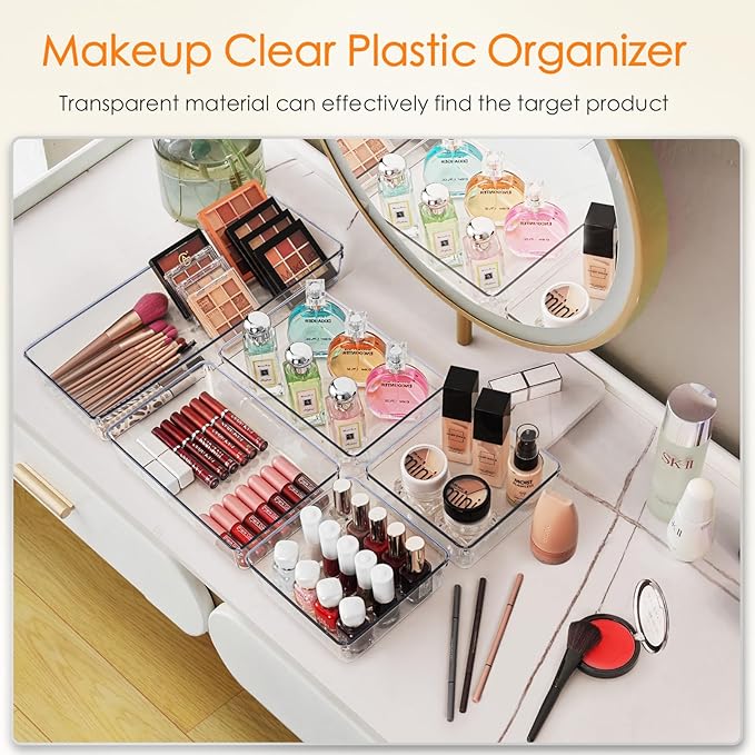Criusia Drawer Organizer, 10 Pack Large Clear Plast Set, 3 Size Versatile - Image 5