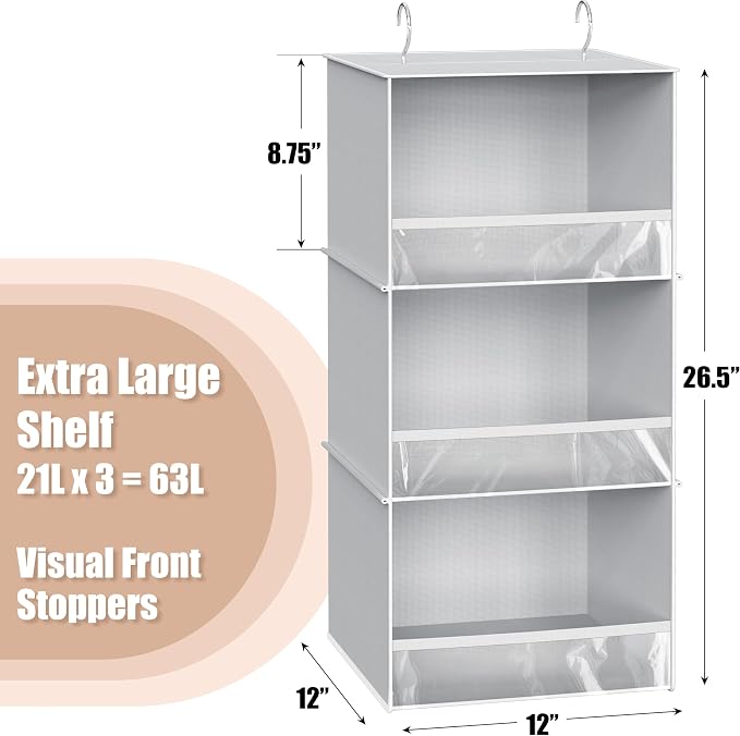 Simple Houseware 3 Shelf Hanging Closet Organizer - Image 3