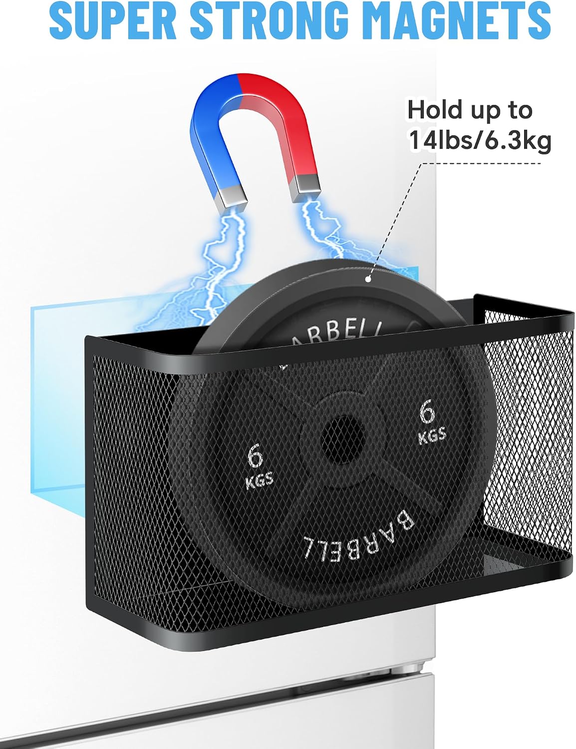 Magnetic Storage Basket Set, 2-Pack Dryer Ball Holder | Medium & Small: Attach to Fridge or Any Metal Surface in Seconds, No Hardware Needed