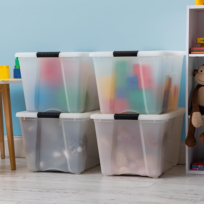 IRIS USA 54 Qt Stackable Plastic Storage Bins - Image 4