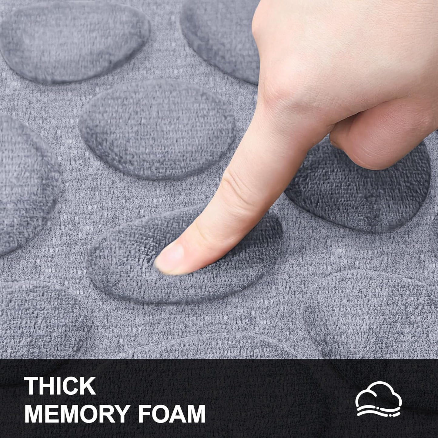 Memory Foam Bath Mat,16x24 Inch Non Slip Cobblestone Bath Mats,Manchine Washable Absorbent Bathroom Floor Mats,Ultra Soft and Quick Dry Bath Rugs for Bathroom Tub and Shower,Gray