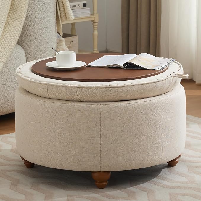 30Inch Round Storage Ottoman - Image 7