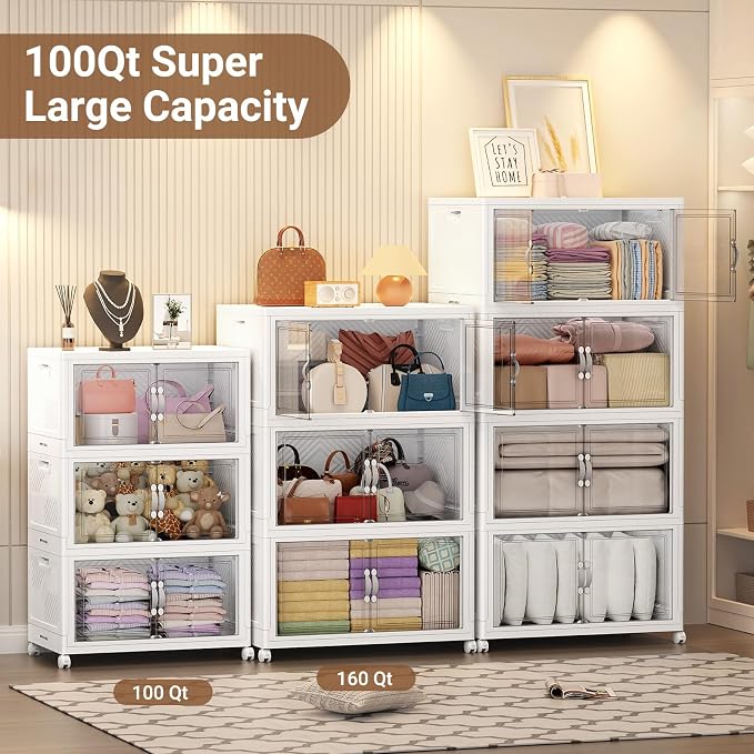 BROVIEW 300QT Extra Large Stackable Storage Bins, 75Gal Clear Plastic Closet - Image 4