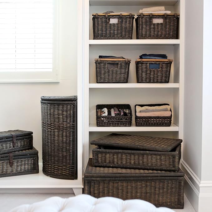 The Basket Lady Pole Handle Wicker Storage Basket, 18 in L x 14.5 in W x 9 in H - Image 5
