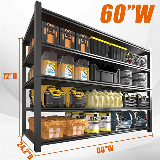 60" W Garage Shelving Heavy Duty Metal Shelving 3000LBS Storage Shelves - Image 2