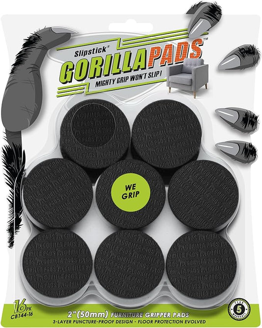 GorillaPads Non Slip Furniture Pads/Floor Grippers 2 Inch Round Floor Protectors by Slipstick
