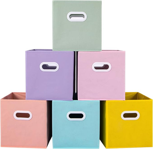 Stero Fabric Storage Cubes Bins, 11 inch Fun Colored Foldable Storage Baskets by Stero