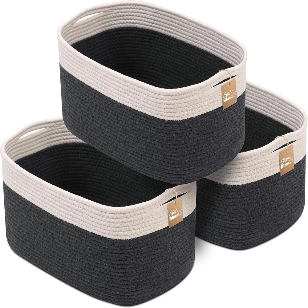 CHAT BLANC Cotton Rope Baskets for Organizing | Storage Baskets for Shelves |