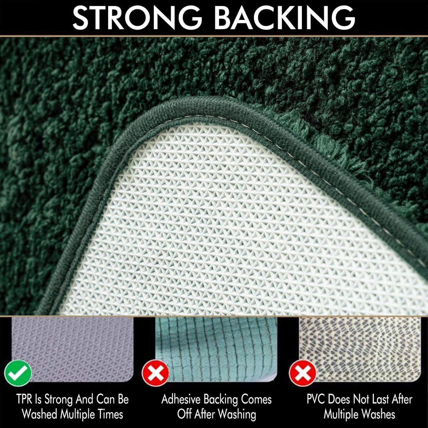 MIULEE Dark Green Bathroom Rugs Set 2 Piece, Soft Absorbent Microfiber Bath Mat Set, Non Slip Quick Dry Machine Washable Plush Shaggy Bath Rugs for Bathroom Floor, Tub and Shower, 16x24 inches