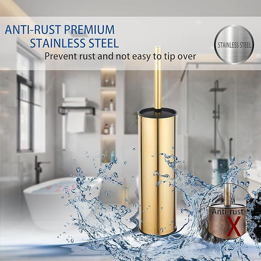 BGL Gold Toilet Brush and Holder, Stainless Steel Toilet Brush - Image 2