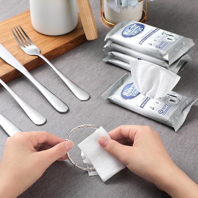 6 Pack/ 72 Pcs Silver Cleaner Wipes Silver Polish Jewelry Cleaner Cleaning - Image 4